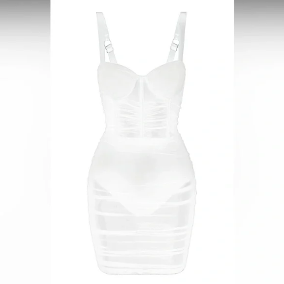 Miami Mesh Mini Dress - White - Picture 2 of 3